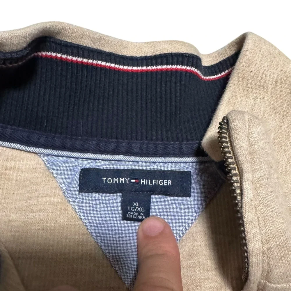 Tommy Hilfiger 100% Cotton Embroidered‎ Logo 1/4 Zip Sweater Men's XL